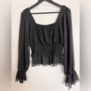 Black sheer long sleeve top